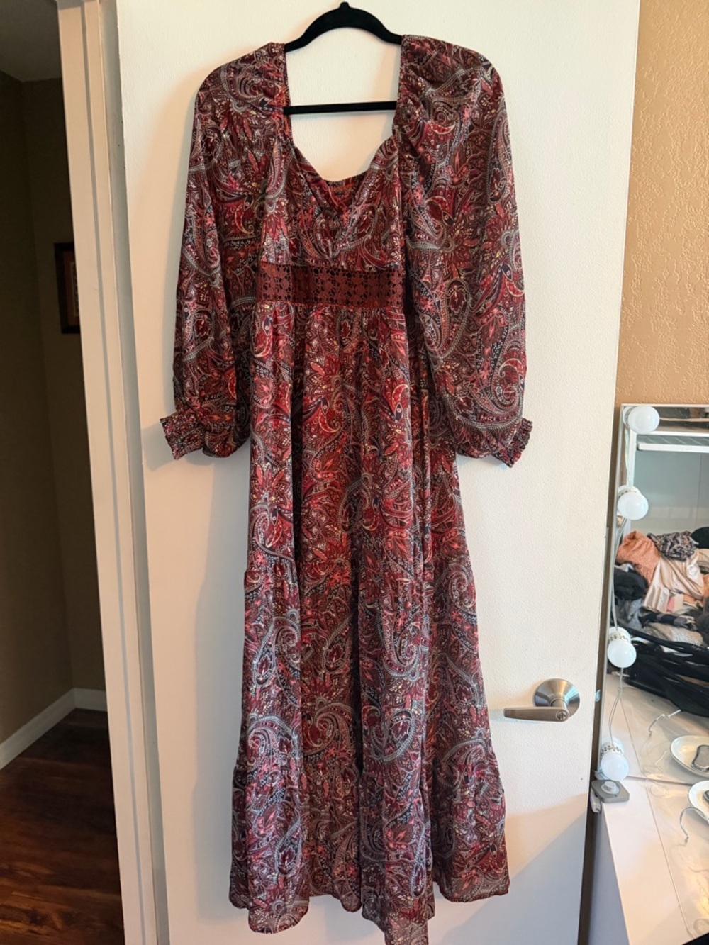 SHEIN Paisley Multi Color Long-Sleeve Balloon Maxi Dress Size Medium - Worn Once